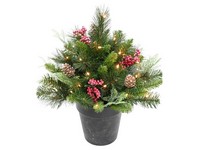 Celebrations 1-1/2 ft. Full LED 35 ct Icy Mixed Pine Urn Filler Porch Bush