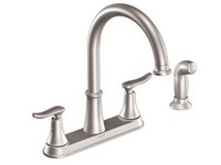 Moen Solidad Two Handle  Stainless Steel Kitchen Faucet Side Sprayer Included