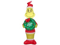 Gemmy Airblown LED Grinch 48.03 in. Grinch Holding Wreath Inflatable