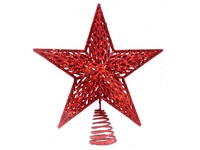 Celebrations Red Glitter Tree Topper Indoor Christmas Decor 12 in.