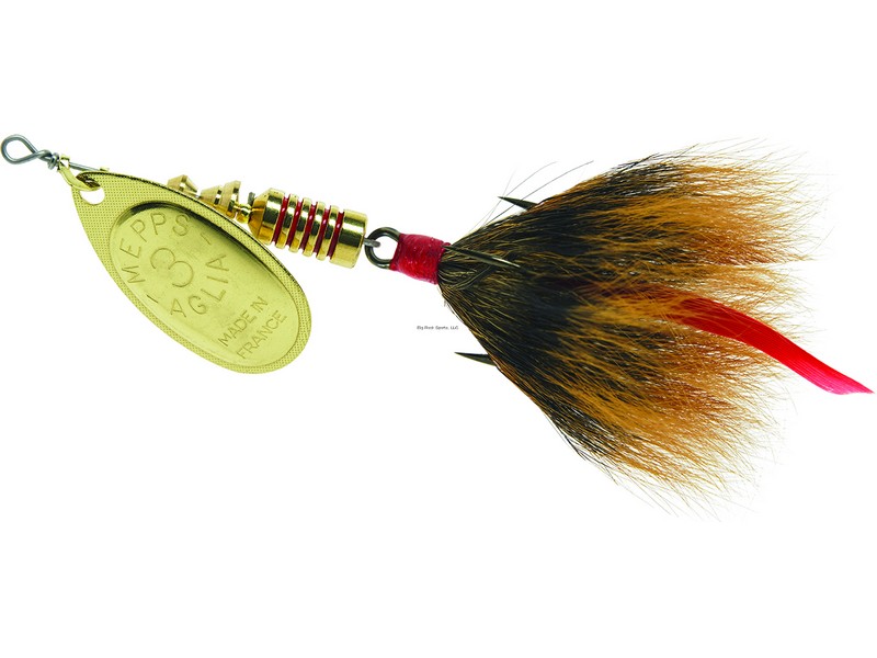 Mepps In-Line Spinner 1/4oz Gold Blade Brown Tail