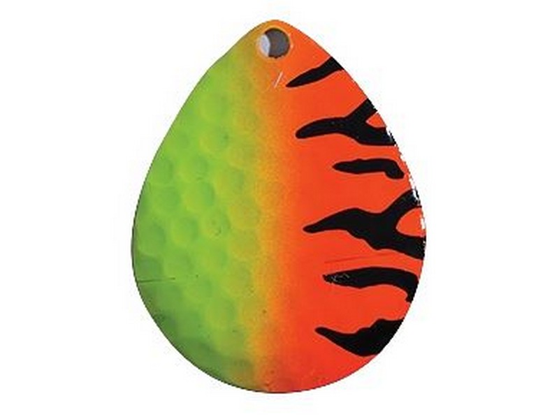 Fish Eye Tackle Blade #5 Colorado 2pk Tiger Stripe Chartreuse Orange