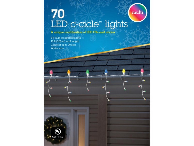 Celebrations LED C9 Multicolored 70 ct Icicle Christmas Lights 8 ft.