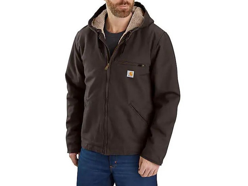 Men's Carhartt Sherpa Lined Duck Jacket Dark Brown