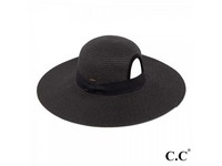 Ladies CC Sun Hat with Pony Tail Hole Black