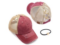 Ladies CC Mesh Back Pony Tail Hat Berry