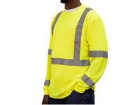 Men's Key ANSI Class 3 Long Sleeve Pocket T-Shirt Hi-Vis Yellow