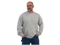 Key Mens Heavyweight Long Sleeve Pocket T-Shirt Heather Gray