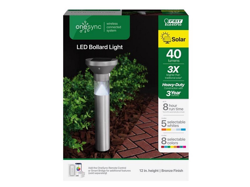 Feit Electric OneSync Brushed Nickel Solar Powered 40 W LED Bollard Light 1