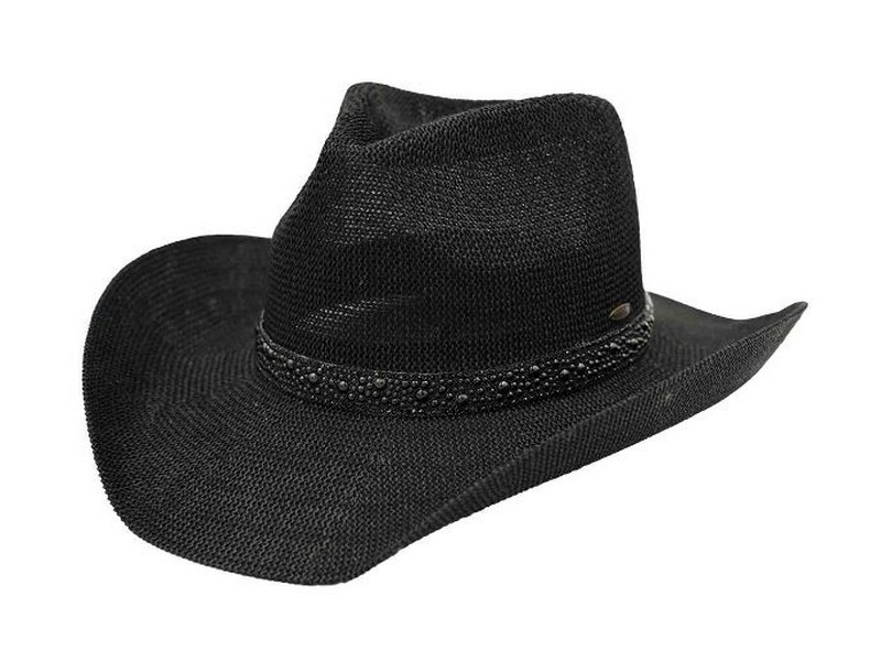 Ladies CC Western Straw Hat Black