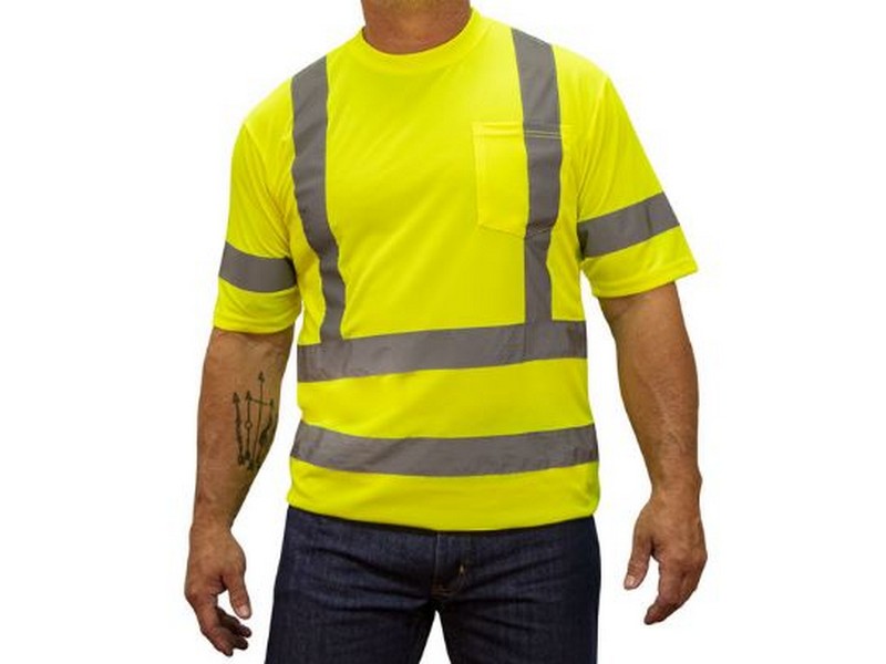 Men's Key ANSIS Class 3 Short Sleeve Pocket T-Shirt Hi-Vis Yellow