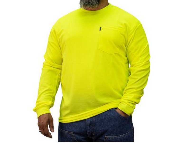 Men's Key  Long Sleeve Pocket T-Shirt Hi-Vis Yellow