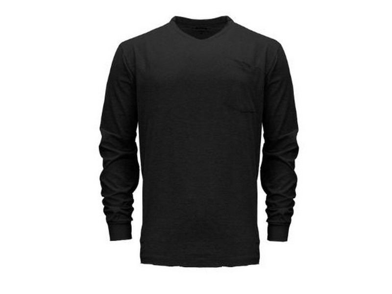 Key Mens Heavyweight Long Sleeve Pocket T-Shirt Black