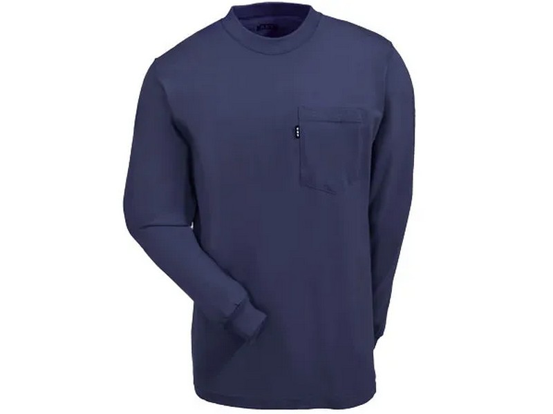 Key Mens Heavyweight Long Sleeve Pocket T-Shirt Navy