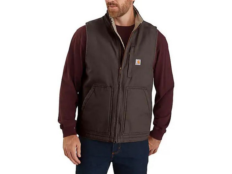 Men's Carhartt Sherpa Lined Vest Dark Brown