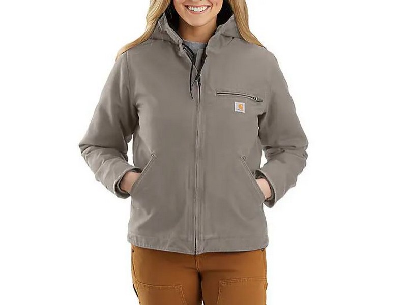 Women's Carhartt Sherpa Lined Duck Jacket Taupe Gray