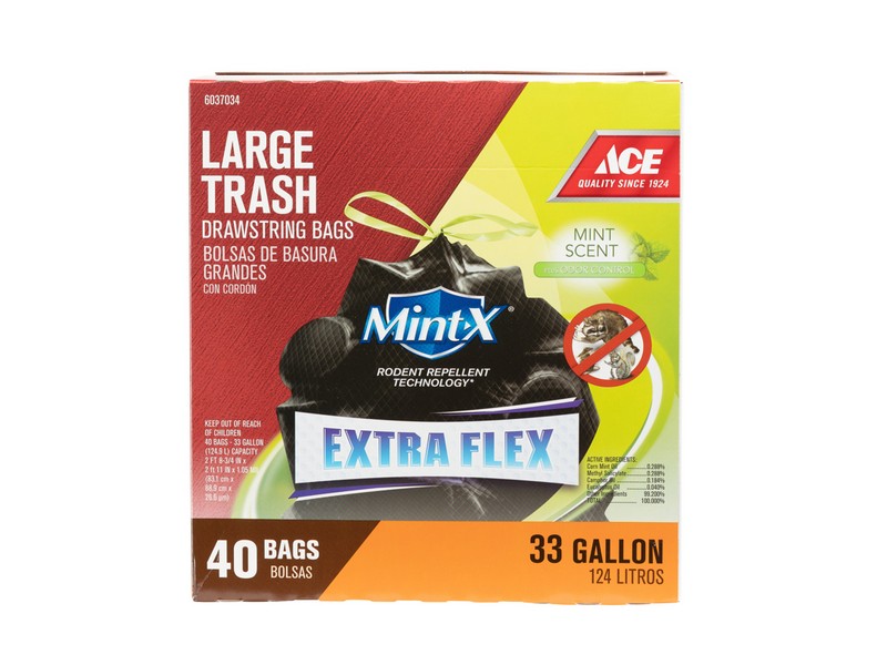 Ace Mint-X 33 gal Mint Scent Trash Bags Drawstring 40 pk