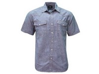 Key Mens Chambray Short Sleeve Western Shirt