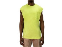 Key Mens Blended Sleeveless Pocket T-Shirt Neon Green