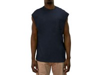 Key Mens Blended Sleeveless Pocket T-Shirt Navy