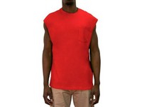 Key Mens Blended Sleeveless Pocket T-Shirt Red