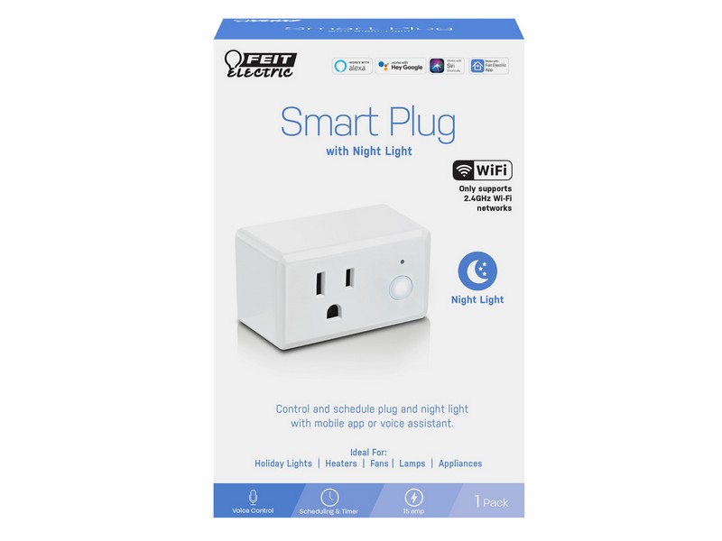 Feit Electric Residential Plastic Smart Plug with Night Light 1-15R Boxed