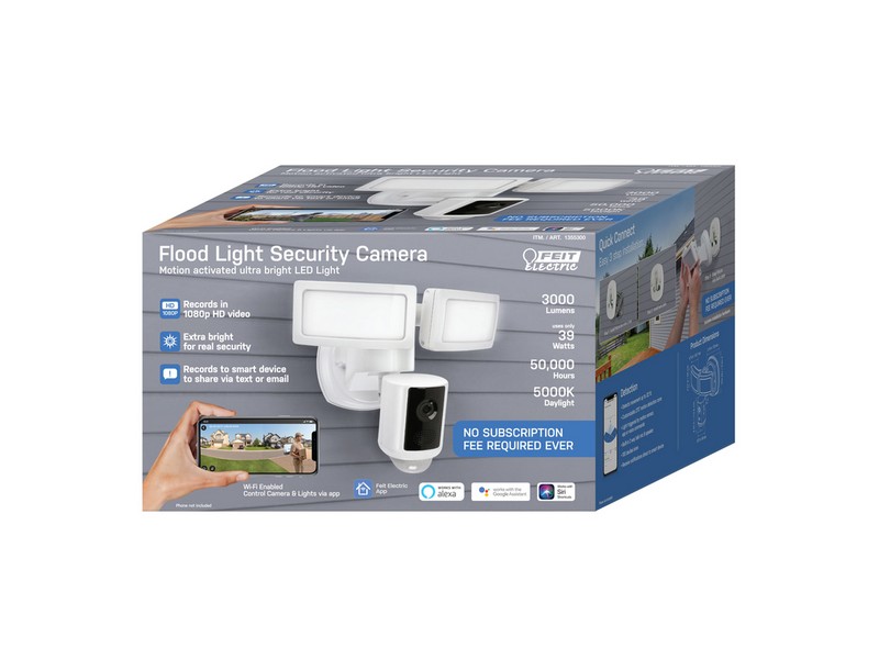Feit Electric Motion-Sensing Hardwired White Security Light with Video Camera
