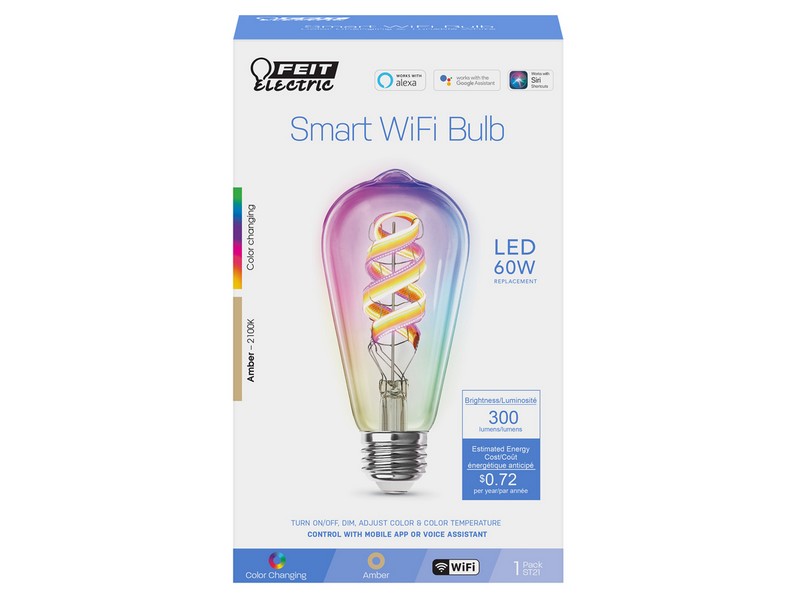 Feit Electric ST21 E26 (Medium) LED Smart Bulb Amber 60 W 1 pk
