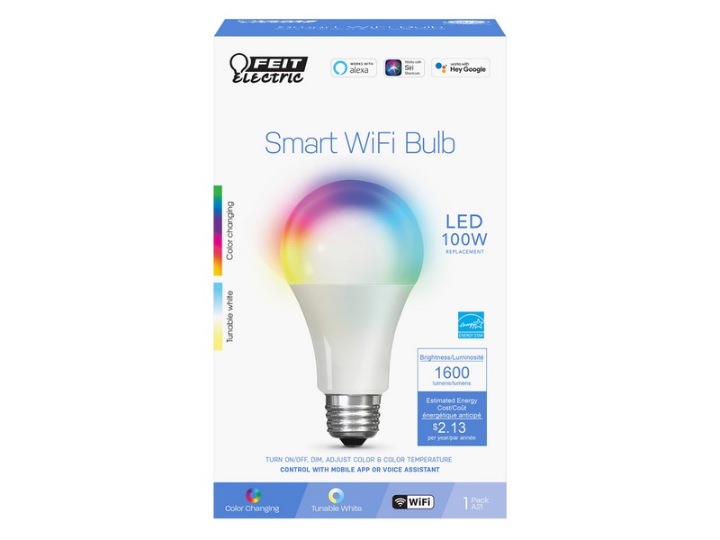 Feit Electric A21 E26 (Medium) LED Smart Bulb Color Changing 100 W 1 pk