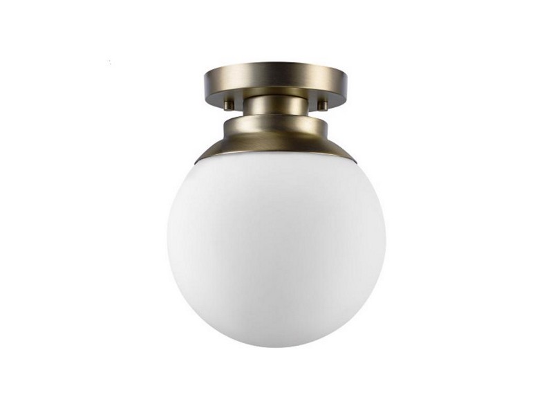 Globe Electric Portland 9.91 in. H X 8 in. W X 8 in. L Brass White Ceiling Light