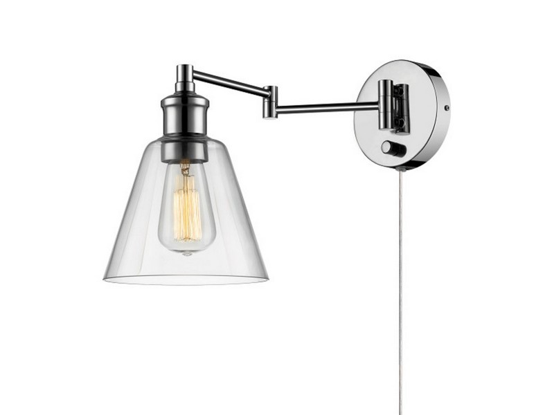 Globe Electric LeClaire 1-Light Chrome Clear Industrial Vintage style Wall Sconce