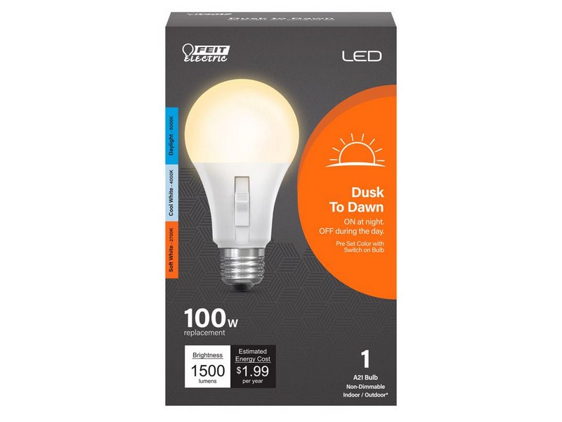 Feit Electric A19 E26 (Medium) LED Dusk to Dawn Bulb Tunable White/Color