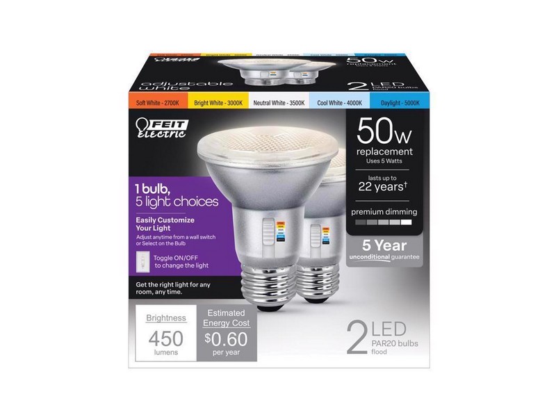 Feit Electric PAR 20 E26 (Medium) LED Floodlight Bulb Tunable White/Color
