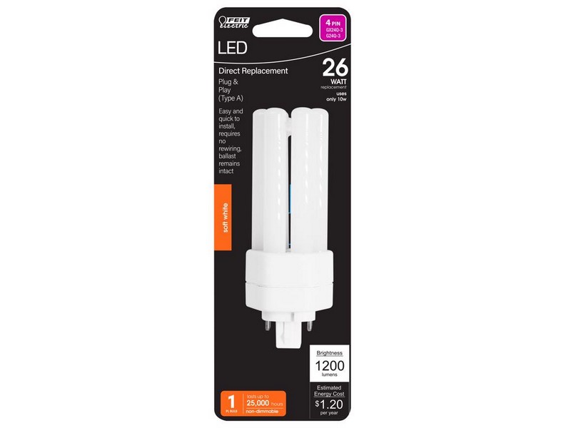 Feit Electric PL GX24Q-3 4-Pin LED Light Bulb Soft White 26 Watt Equivalence