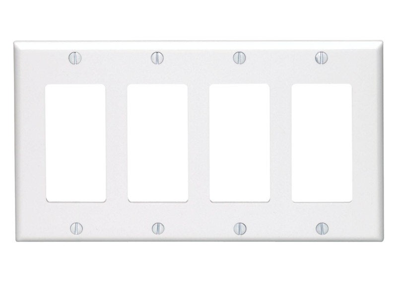 Leviton White 4 gang Thermoset Plastic GFCI/Rocker Wall Plate 1 pk