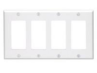 Leviton White 4 gang Thermoset Plastic GFCI/Rocker Wall Plate 1 pk