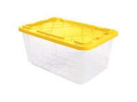 Greenmade 27 gal Clear/Yellow Snap Lock Storage Box 14.7 in. H X 20.4 in. W