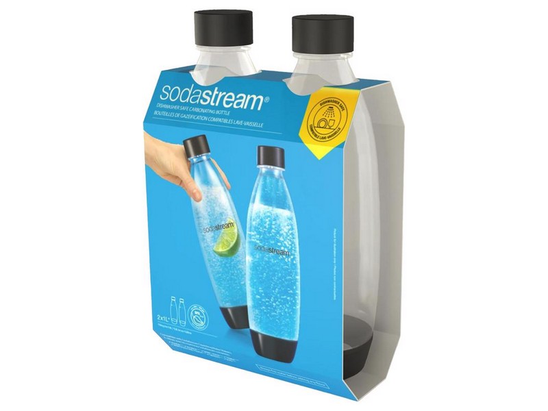 SodaStream Black 1 L Carbonator Bottle 2 pk