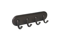 iDesign 7 in. L Brown Stainless Steel Small 4-Hook Key Rack 1 pk