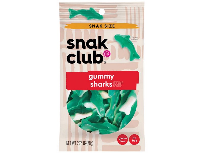 Snak Club Raspberry Sharks Gummi Candy 2.75 oz Bagged