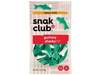 Snak Club Raspberry Sharks Gummi Candy 2.75 oz Bagged
