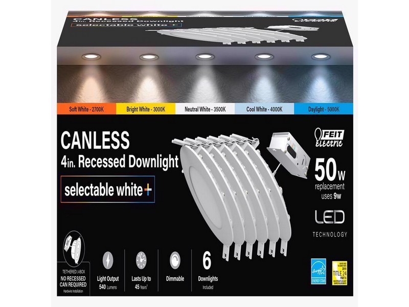 Feit Electric White 4 in. W LED Recessed Downlight 9 W