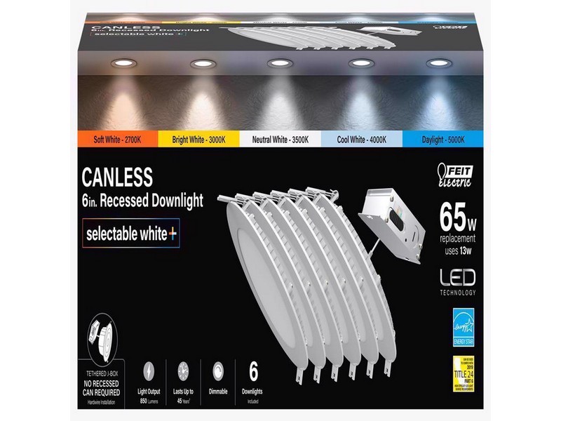 Feit Electric White 6 in. W LED Recessed Downlight 13 W