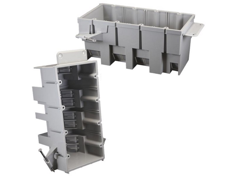 Cantex EZ Box New Work 64 cu in Rectangle PVC 4 gang Outlet Box Gray