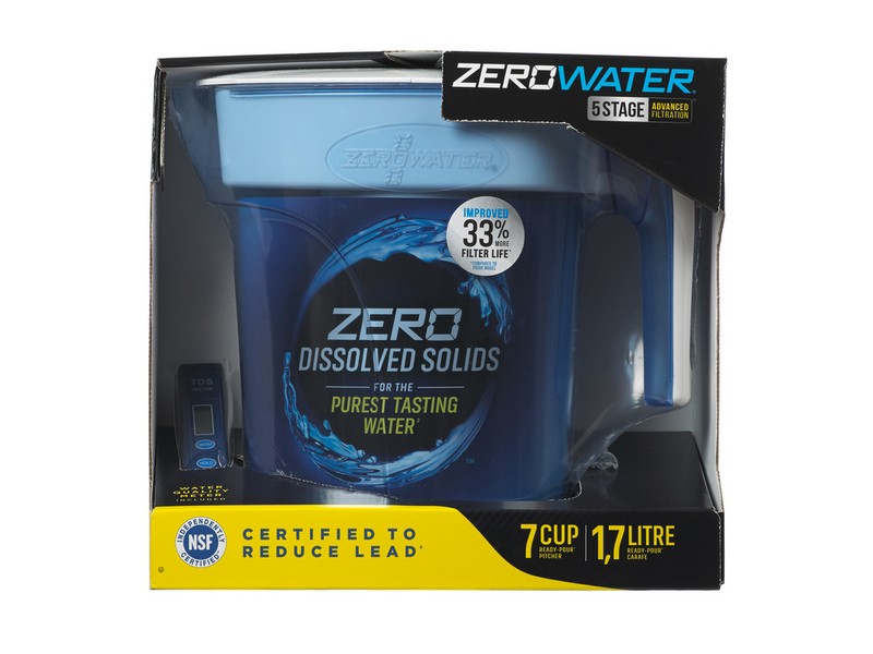 ZeroWater Ready-Pour 7 cups Blue Water Filtration Pitcher