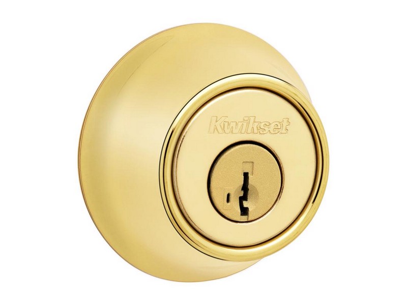 Kwikset SmartKey Security Polished Brass Metal Single Cylinder Deadbolt