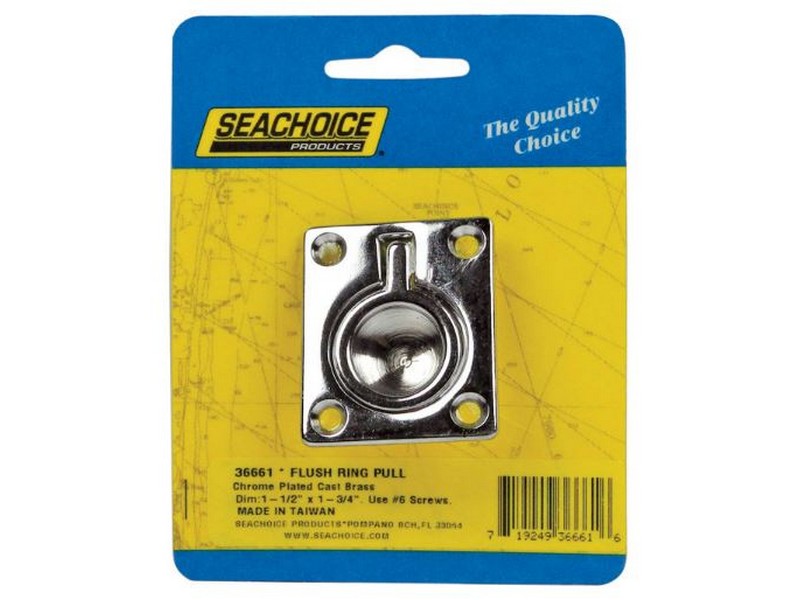 Seachoice Chrome-Plated Brass 1-3/4 in. L X 1-1/2 in. W Flush Ring Pull 1 pk