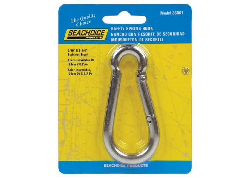 Seachoice Stainless Steel 3-1/4 in. L X 5/16 in. W Safety Spring Hook 1 pk