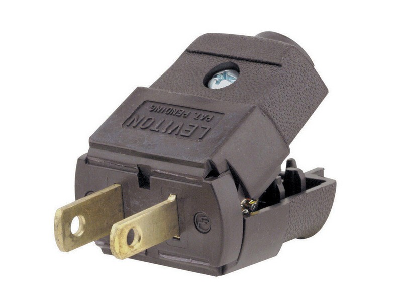 Leviton Commercial and Residential Thermoplastic Polarized Plug 1-15P 20-16 AWG 2 Pole 2 Wire Bagged