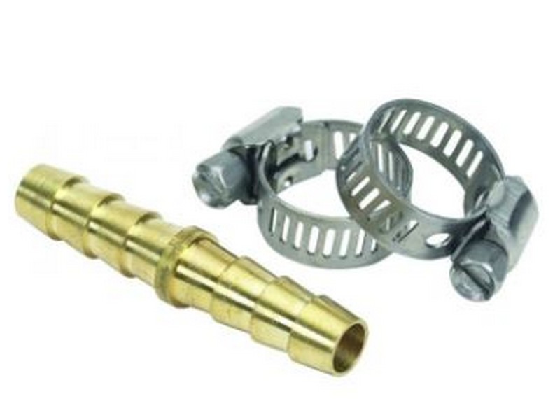 Moeller 1/4" Brass Fuel Line Mender with Hose Clamps